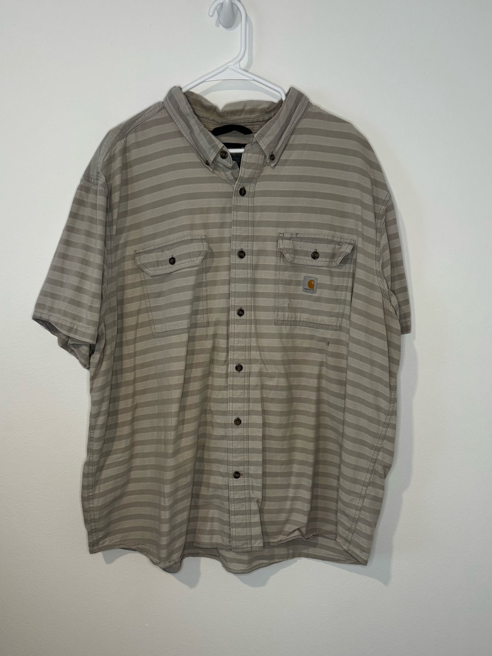 Carhartt Shirt Men’s 3XL Loose Fit Striped Short Sleeve Button Up Workwear